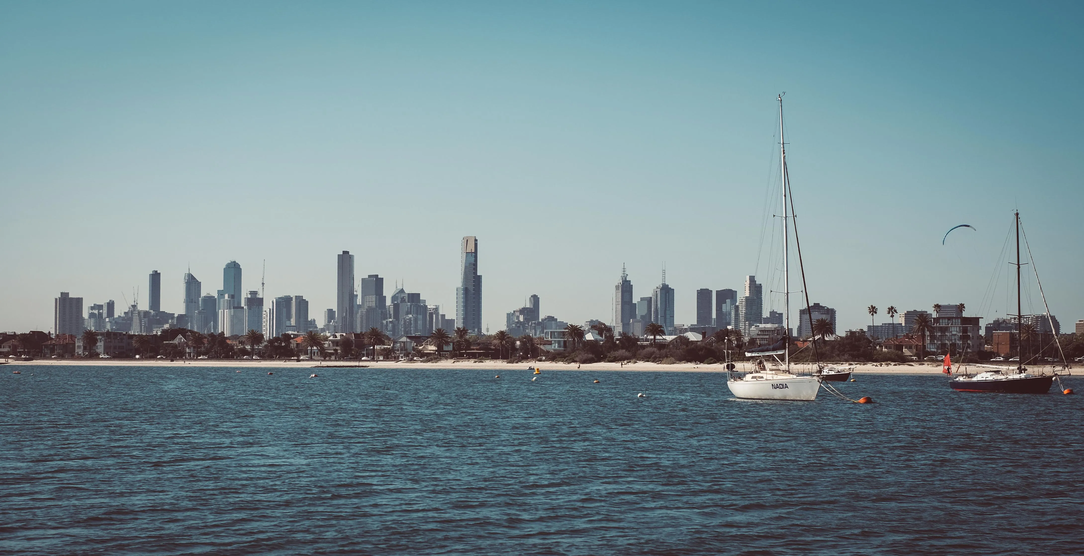 View of Melbourne skyline from St Kilda Pier